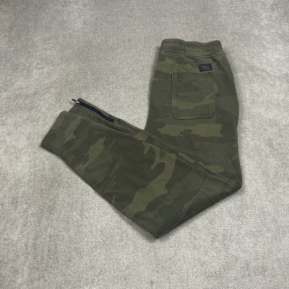 Abercrombie & Fitch Mens Camo Jogger Sweatpants Green Camouflage Medium Zip Legs